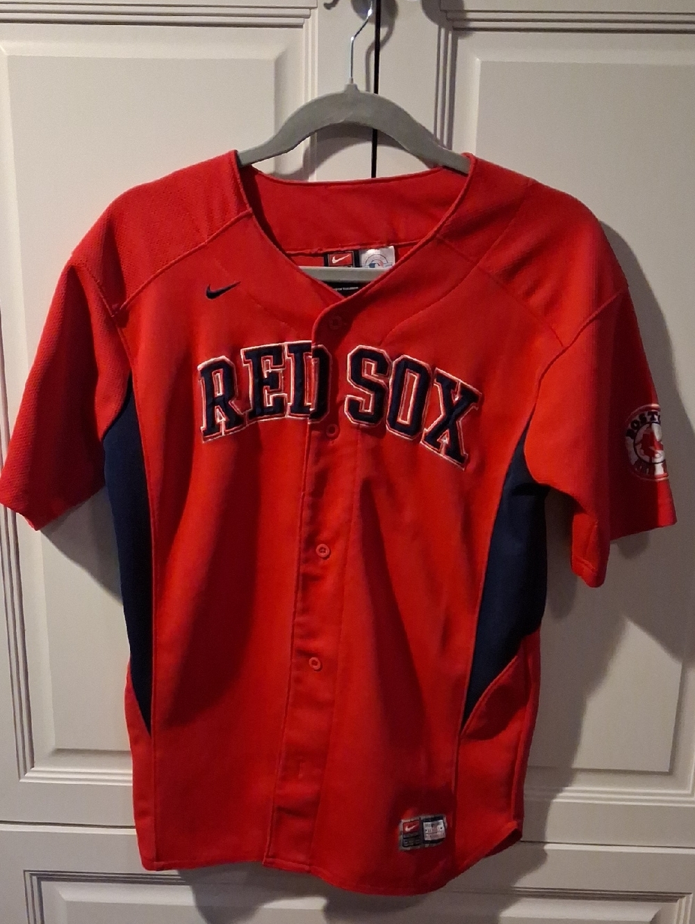 Nike Kids Red Sox Baseball Jersey in Red with Navy Panels